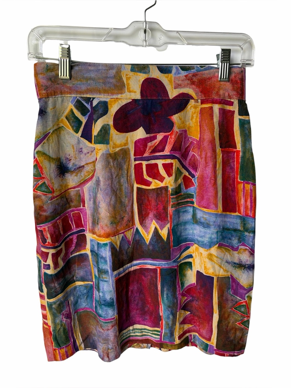 Vintage Granite Abstract Print Rayon Skirt High Waist Small Made USA